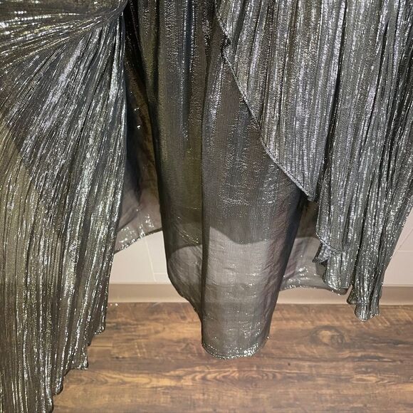 Joop! Vintage Long Sleeve Metallic Thread Structured Asymmetrical Hem Mini Dress - Picture 4 of 9